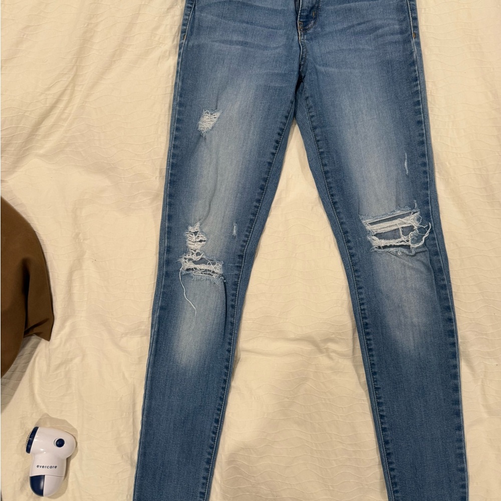 Flying Monkey Light Blue Distressed Skinny Jeans